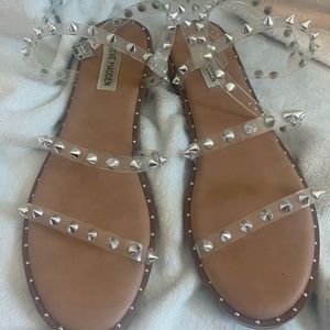 Steve Madden Clear Studded Travel Sandal 8.5